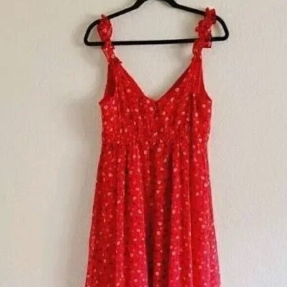 Madewell - Ruffle Strap Red Wrap Prairie Posies boho maxi dress - Picture 3 of 8